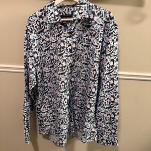 Joseph & David Floral Button Down Shirt Men’s 2XL Blue Long Sleeve